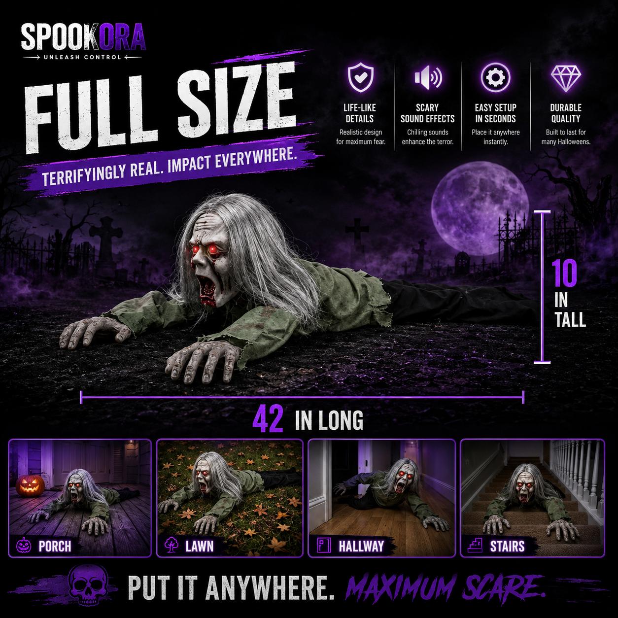 Gravecrawl Zombie™ – Motion-Activated Crawling Zombie Halloween Decoration