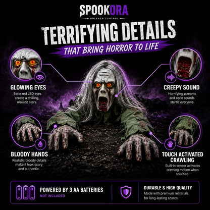 Gravecrawl Zombie™ – Motion-Activated Crawling Zombie Halloween Decoration