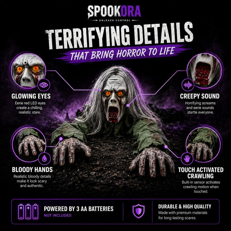 Gravecrawl Zombie™ – Motion-Activated Crawling Zombie Halloween Decoration