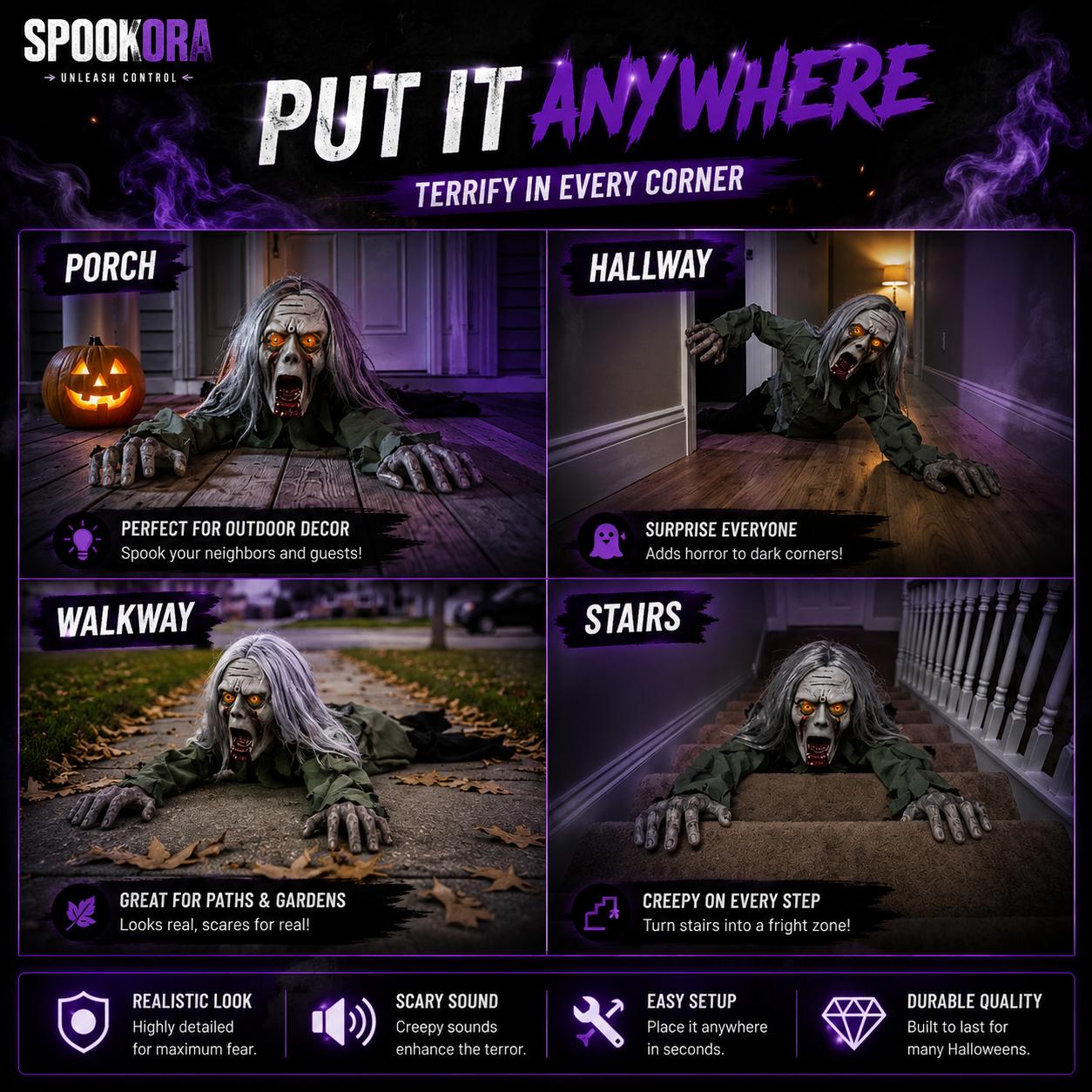 Gravecrawl Zombie™ – Motion-Activated Crawling Zombie Halloween Decoration