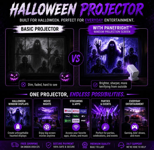 **Spookora™ Panefright Halloween Projector – 5W Built-In Speaker, Bluetooth 5.0 & Immersive Sound**