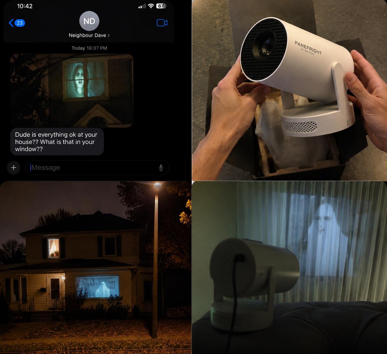 **Spookora™ Panefright Halloween Projector – 5W Built-In Speaker, Bluetooth 5.0 & Immersive Sound**