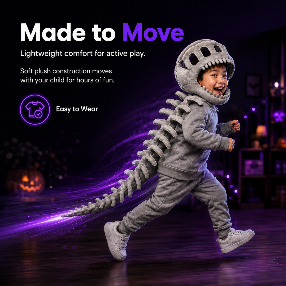 Spookora™ 3D Dinosaur Skeleton Costume -Fun Dino Costume for Kids