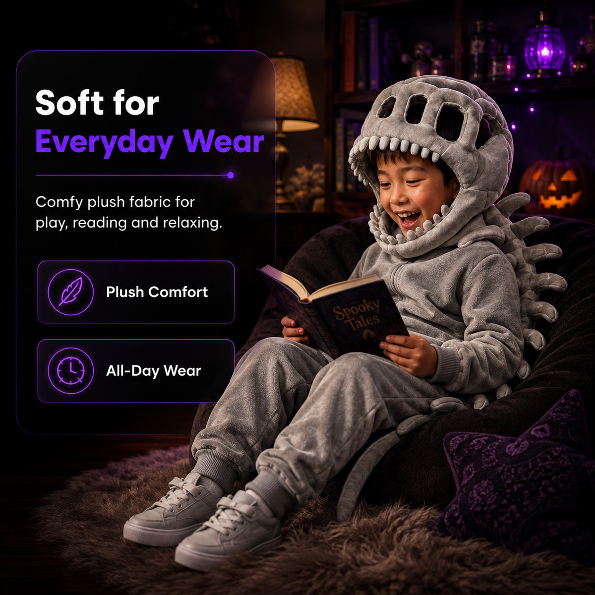 Spookora™ 3D Dinosaur Skeleton Costume -Fun Dino Costume for Kids