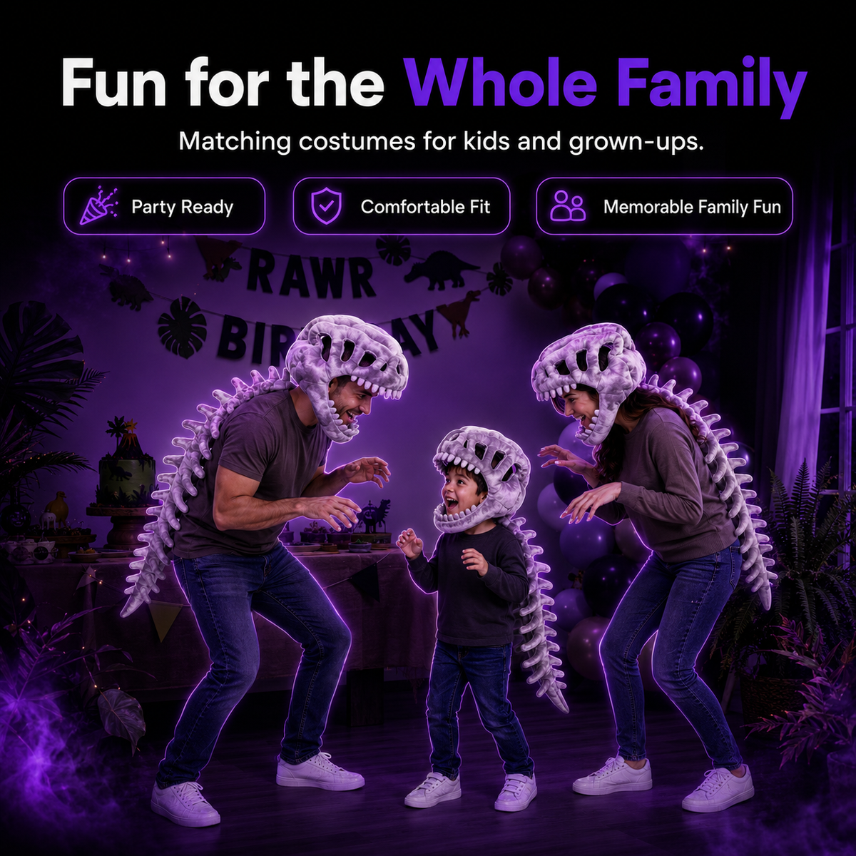 Spookora™ 3D Dinosaur Skeleton Costume -Fun Dino Costume for Kids