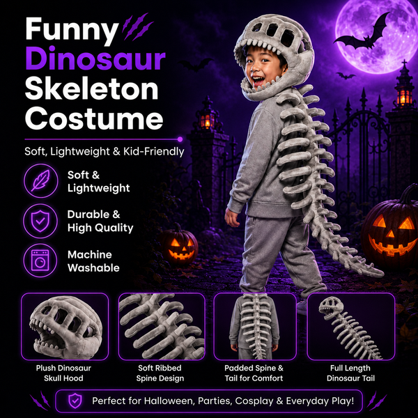 Spookora™ 3D Dinosaur Skeleton Costume -Fun Dino Costume for Kids