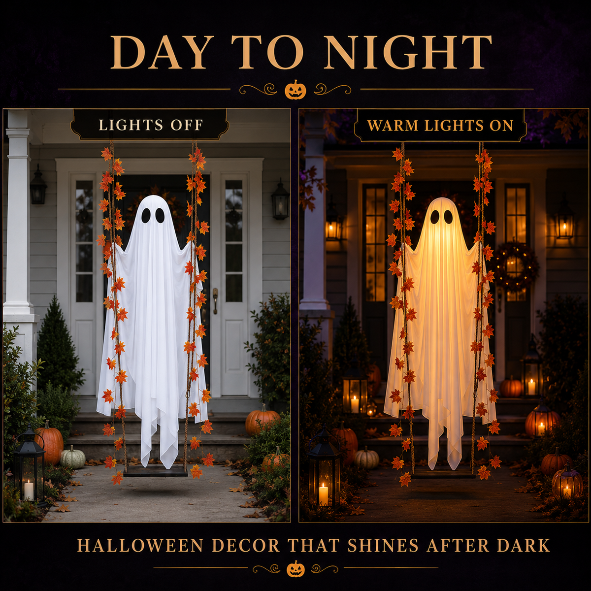Spookora™ Light-Up Swinging Ghost Halloween Decoration with Remote Control