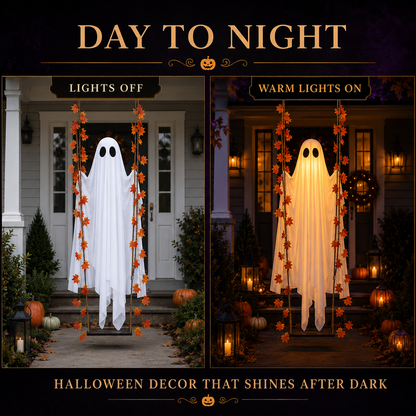 Spookora™ Light-Up Swinging Ghost Halloween Decoration with Remote Control
