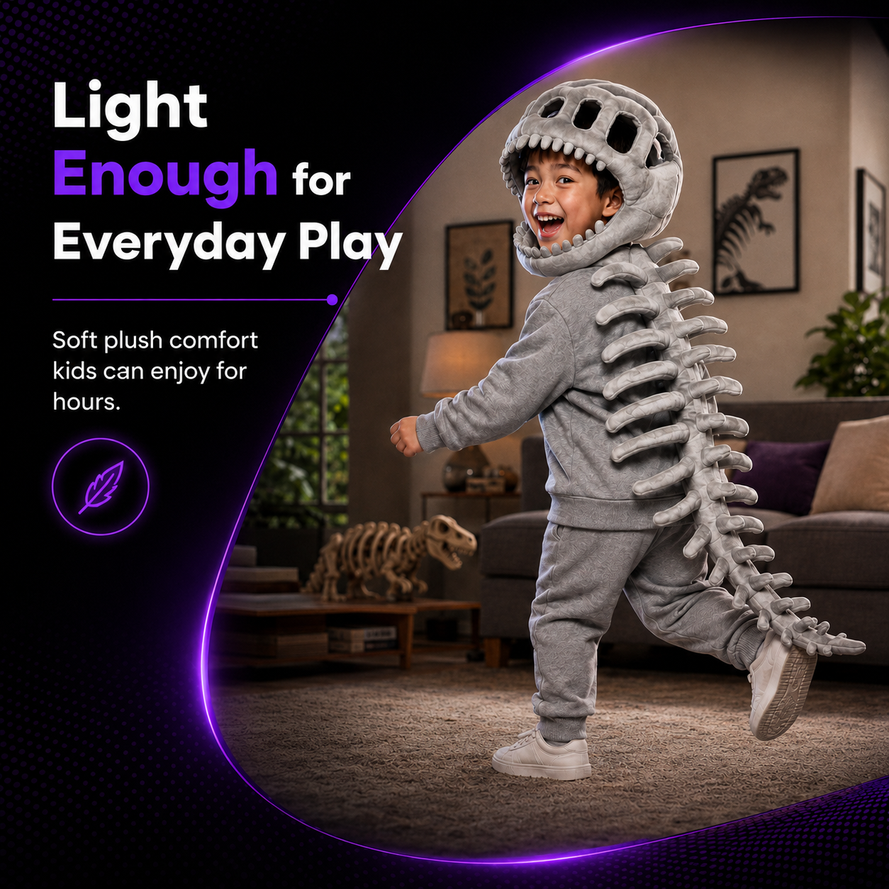 Spookora™ 3D Dinosaur Skeleton Costume -Fun Dino Costume for Kids